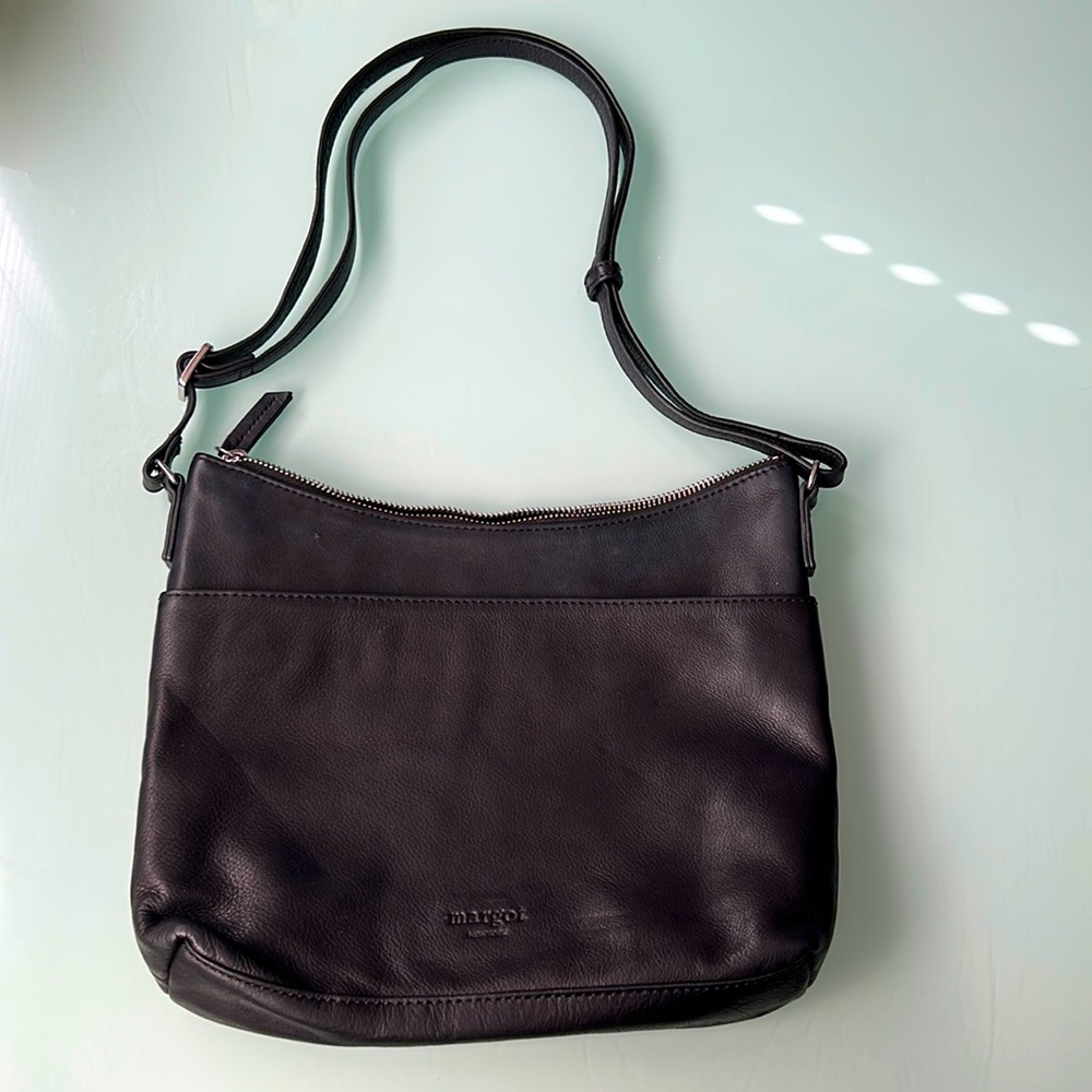 Margot Black Leather Shoulder Bag